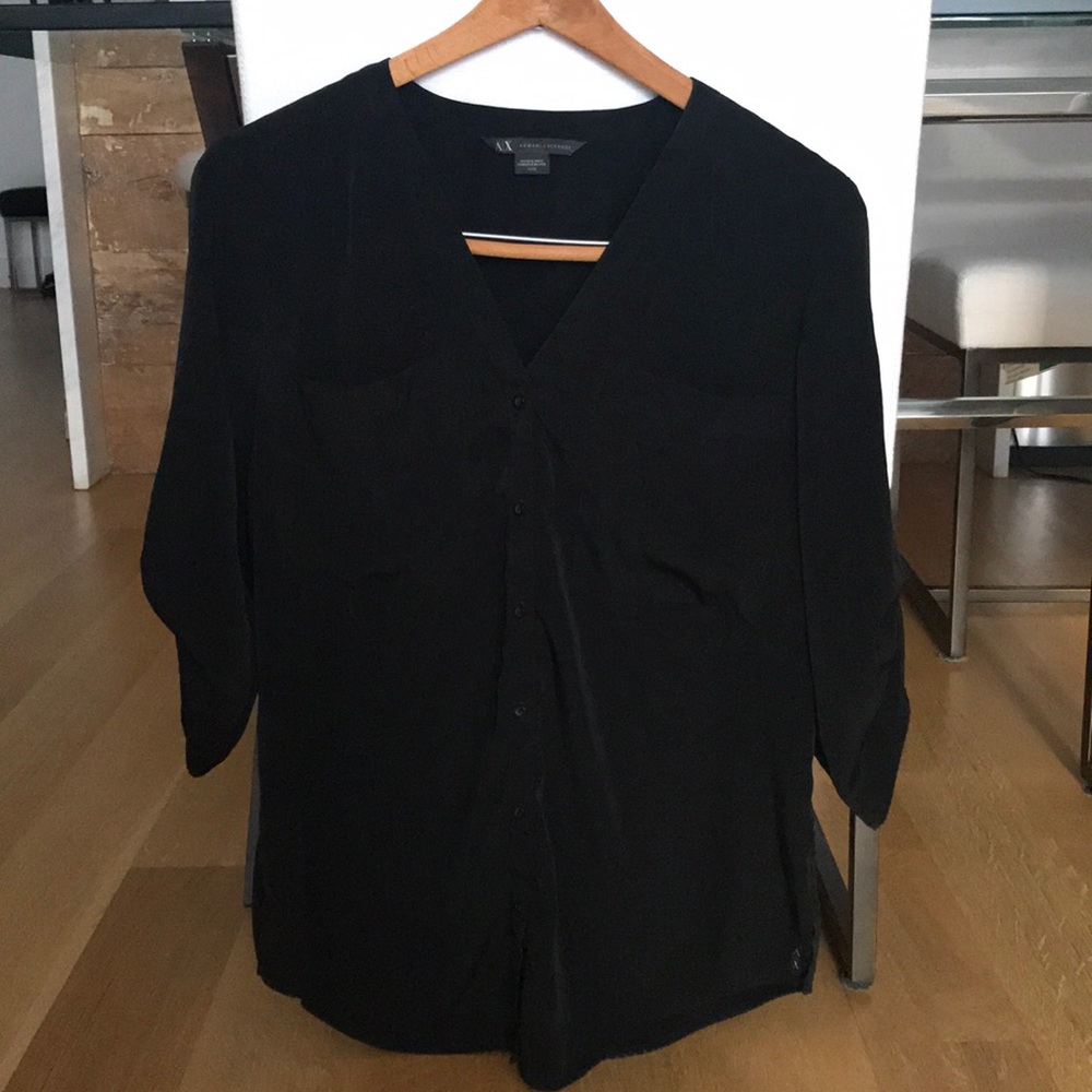 Armani Exchange black 3/4 sleeve top